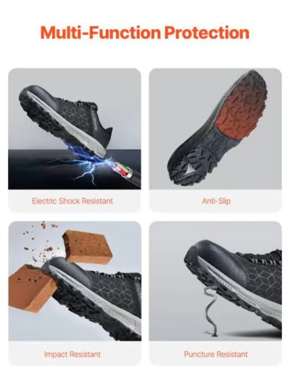 Vevor Mens Cushion Sport Safety Steel Toe Athletic Work Shoe New In Box